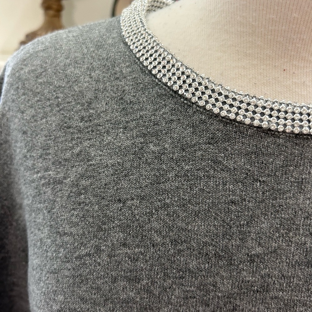 DKNY Gray Sweater with Crystal Collar - Picture 4 of 11